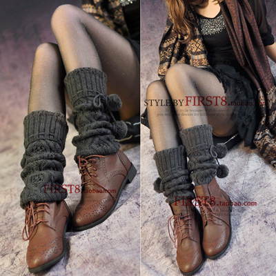 Jacquard wool yarn cutout ankle sock leg cover boot covers pile ankle sock autumn and winter female loose