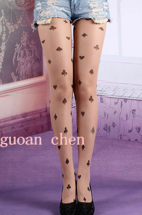 Japanese Women's Tattoo Stocking Tattoo Black Poker Pantyhose Stocking