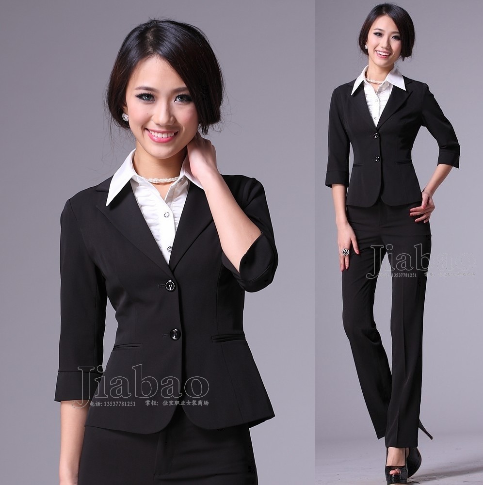 Jb 8901 women's half sleeve set black suit western dress formal slim all-match suit