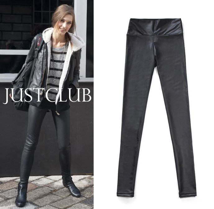 Jc fashion 2012 summer new arrival dull black faux leather slim plus size pants high waist legging breathable