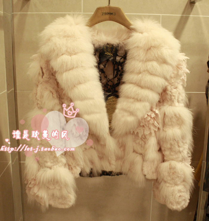 Je i 2012 fox fur florid women's fur coat female