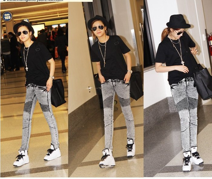 Jeans autumn and winter personality wearing white jeans skinny pants pencil pants