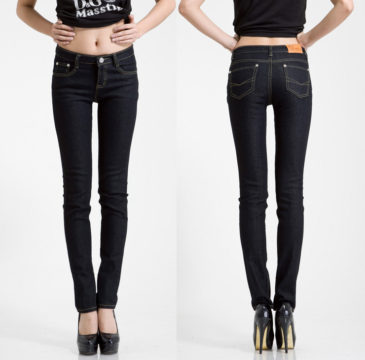 Jeans female 2012 skinny pants slim plus size pencil pants thickening plus velvet