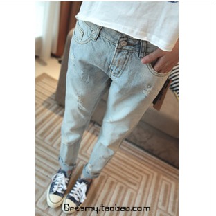 Jeans female trousers 2013 spring women's classic hole mid waist harem pants trousers