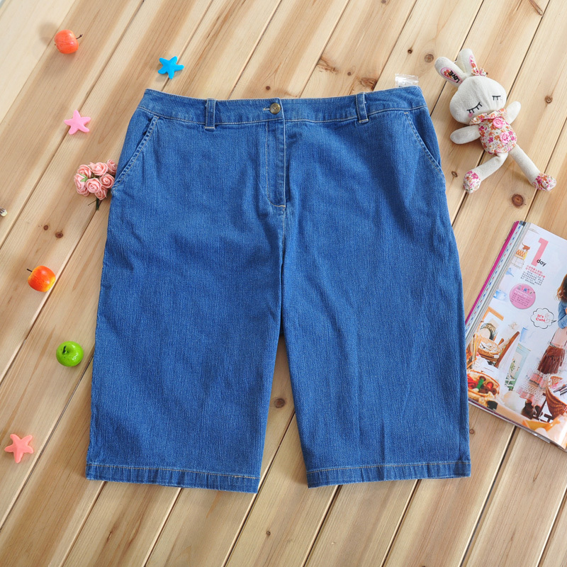 Jeans shorts female loose summer plus size mm super large 100% plus size cotton thin denim shorts lowing pants