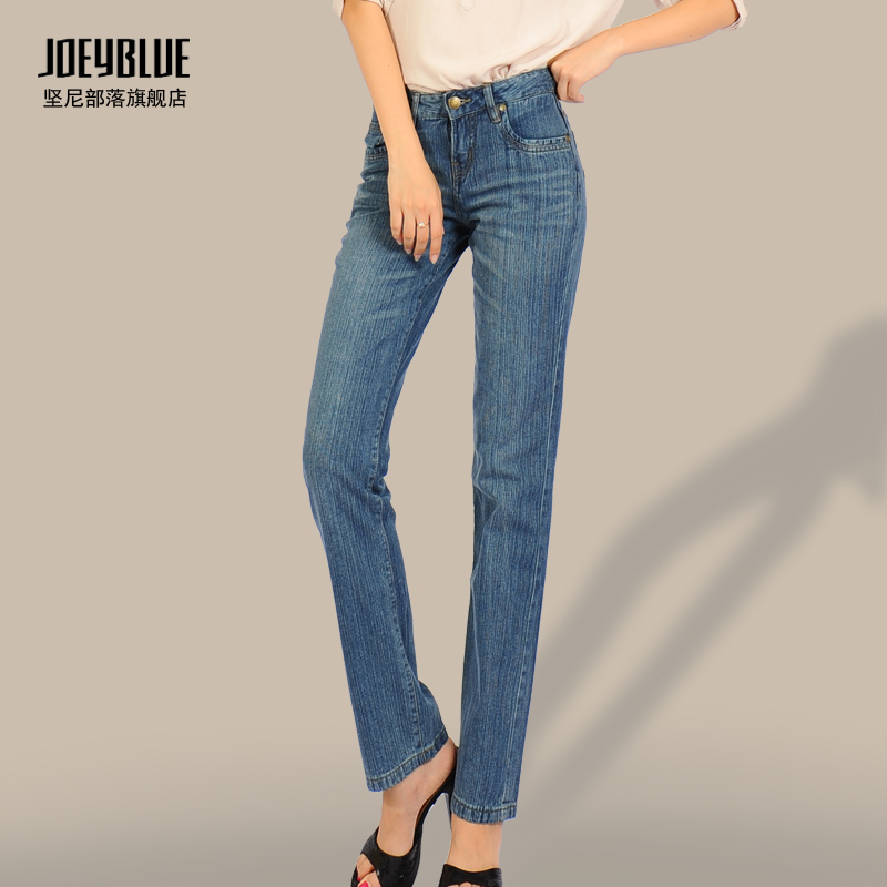 Joeyblue 2012 straight pants female slim casual denim trousers