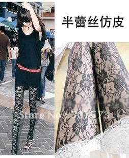 Journal of Daisy half bud silk imitation leather nine minutes of pants backing pants