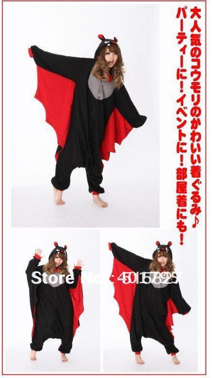 JP Anime Kigurumi Bat Pajamas All in one Pyjamas Animal Cosplay Costume SML