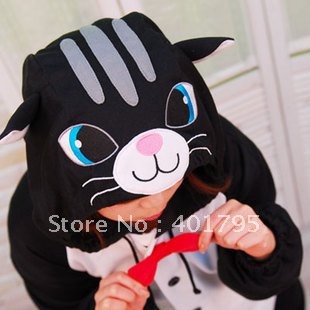 JP Anime Kigurumi Pajamas Black Cat Cosplay Costume Adult Pyjamas Hoodies Party