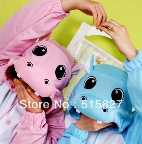 JP Anime Kigurumi Pajamas Hippo Cosplay Costume Adult All in one Pyjamas Hoodies