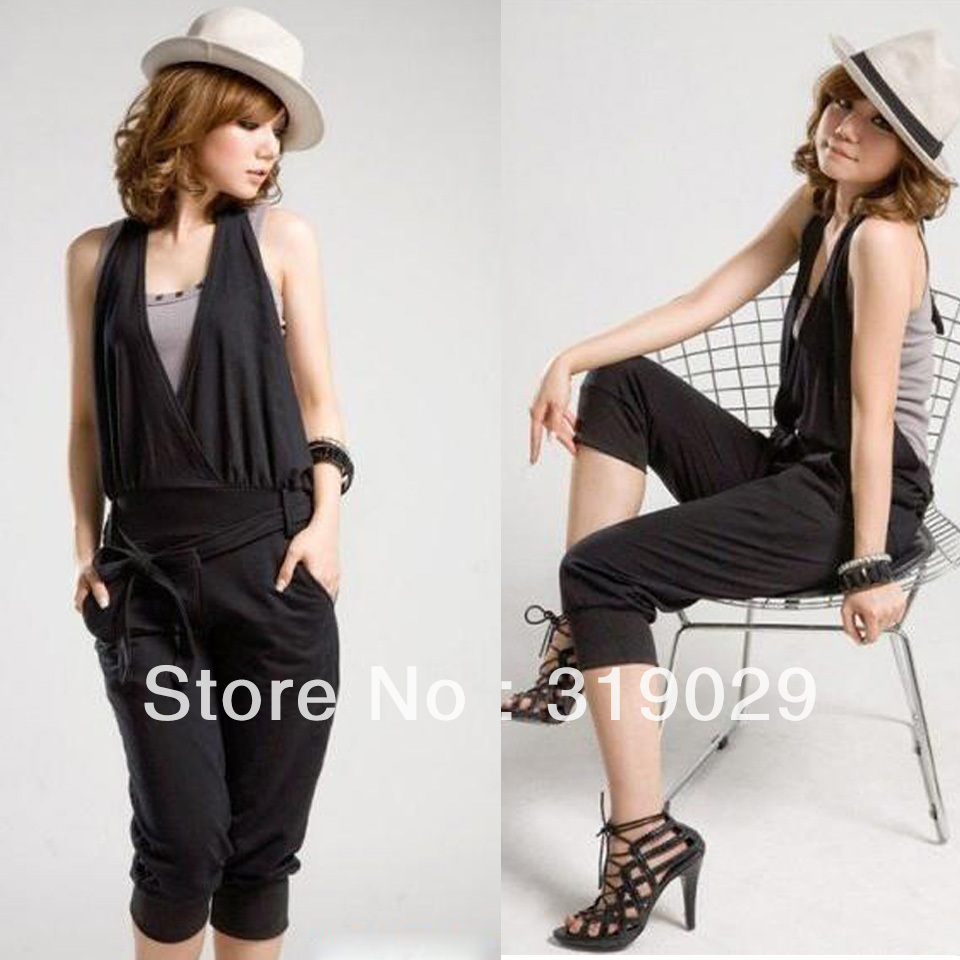 Jumpsuits Gallus Sexy clothing Casual clothes Women dress Black color 2013 Fashion One piece suit