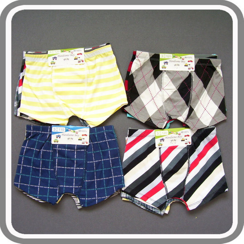 K-053 child panties 100% cotton shorts british style plaid male child trunk