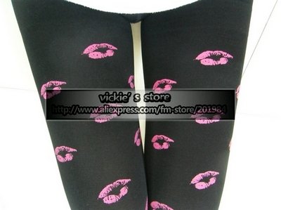 K512 color fade proof lip printing lady's fleeced tights without feet knitted hosiery