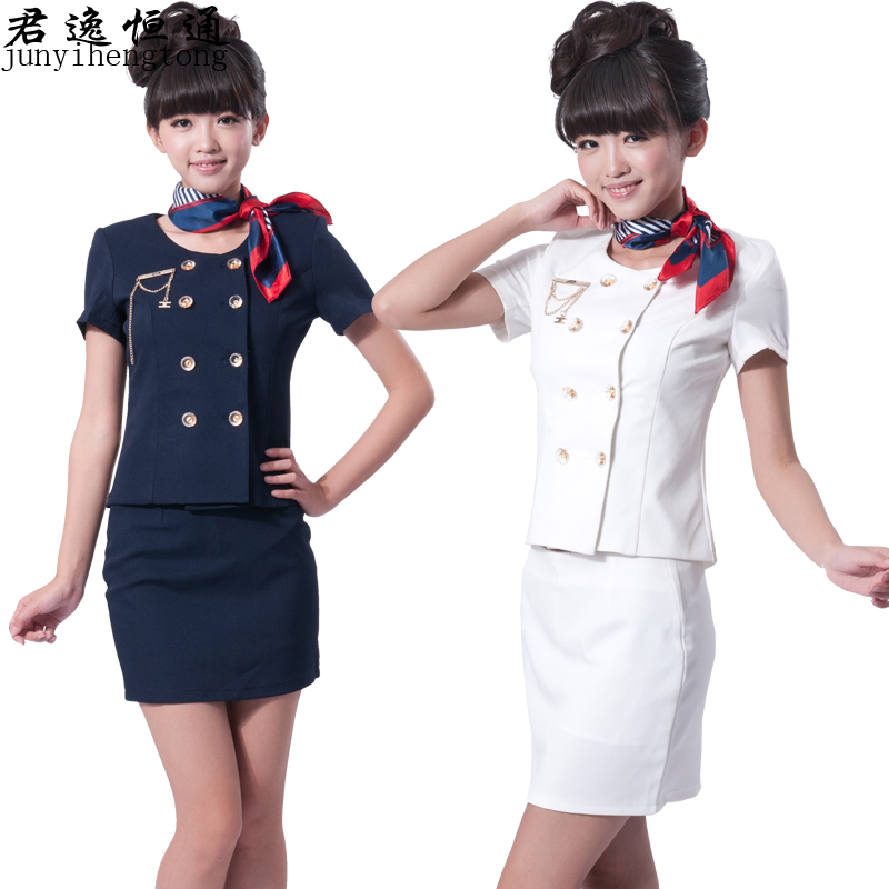 K851 work wear piece set summer work wear short-sleeve stewardess uniforms set female