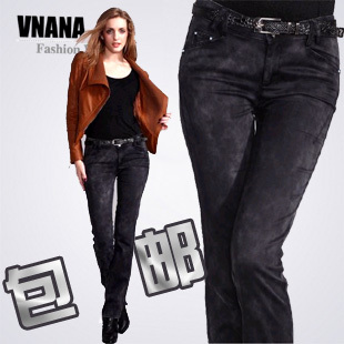 K855 fashion hot-selling sanded cotton straight pants trousers jeans black