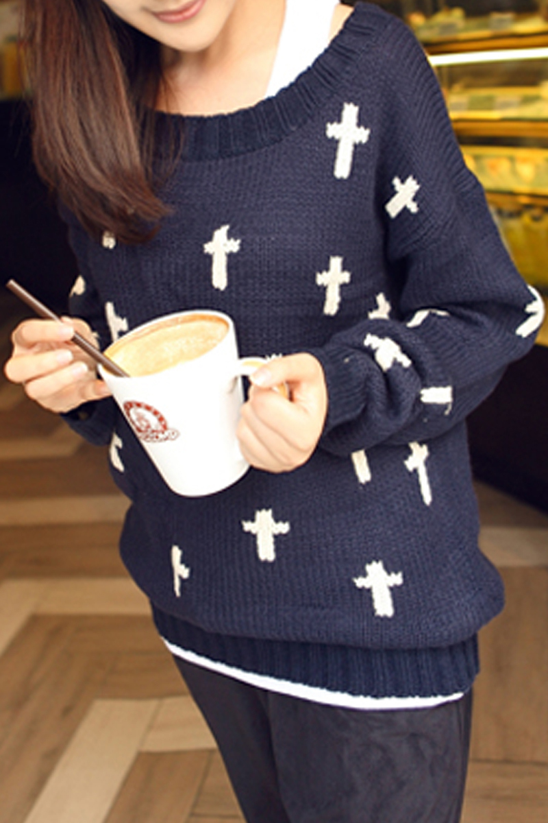 Kaka 2013 spring cross basic sweater women's loose sweater female long-sleeve Free Shipping