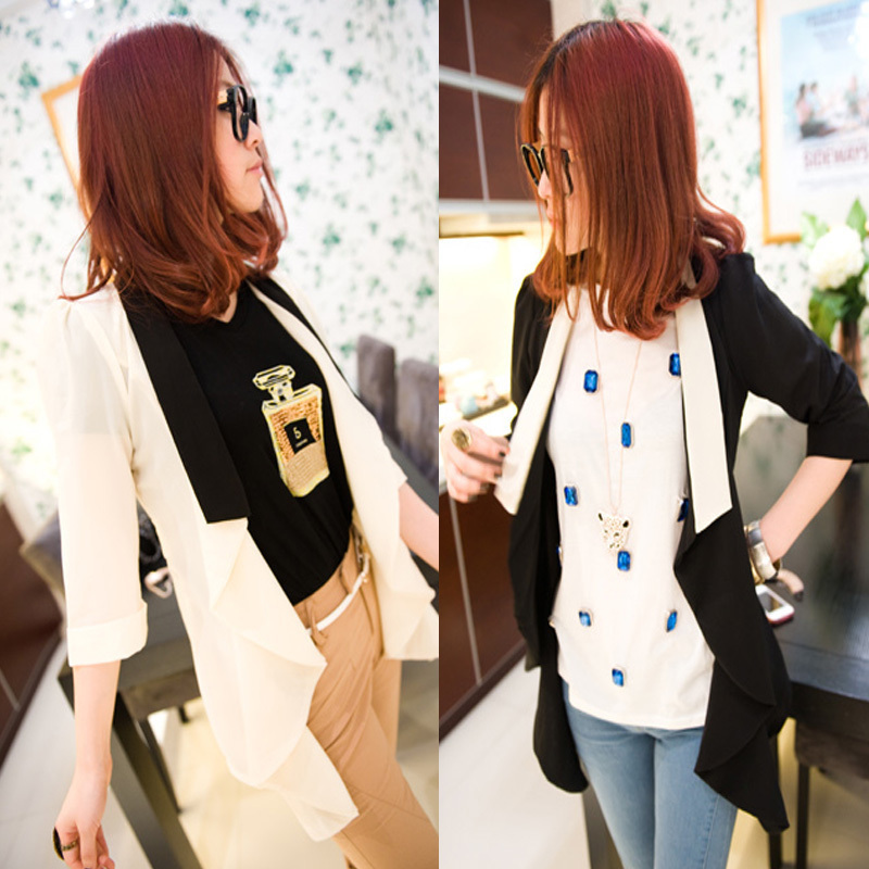 Kaka 2013 spring new arrival coat female slim short jacket female chiffon three quarter sleeve small cape