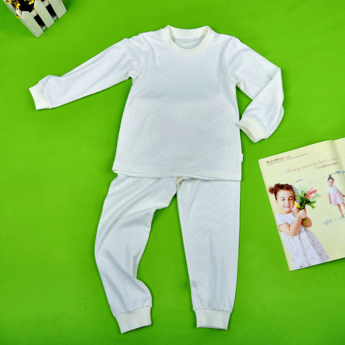 Kara bear male female child clothing 2012 autumn and winter 100% cotton button underwear set 11115729