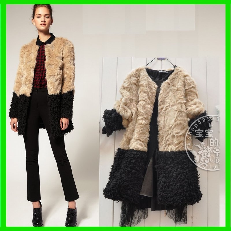 KC003 2012 Europe&United States Retro Splicing Lamb Winter Faux Fur Coat For Ladies/Women Outwear/Jacket