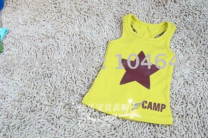 Kids Korean-style Korean girls and boys of summer 2011, the word logo multicolor vest star candy