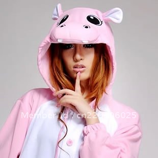 Kigurumi Cosplay Pajamas Party OEM Pink hippo for halloween and christmas party Animal costume/Performance clothing