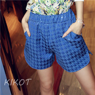 KIKOT 2013 exclusive advanced custom big European and American Houndstooth was thin shorts female