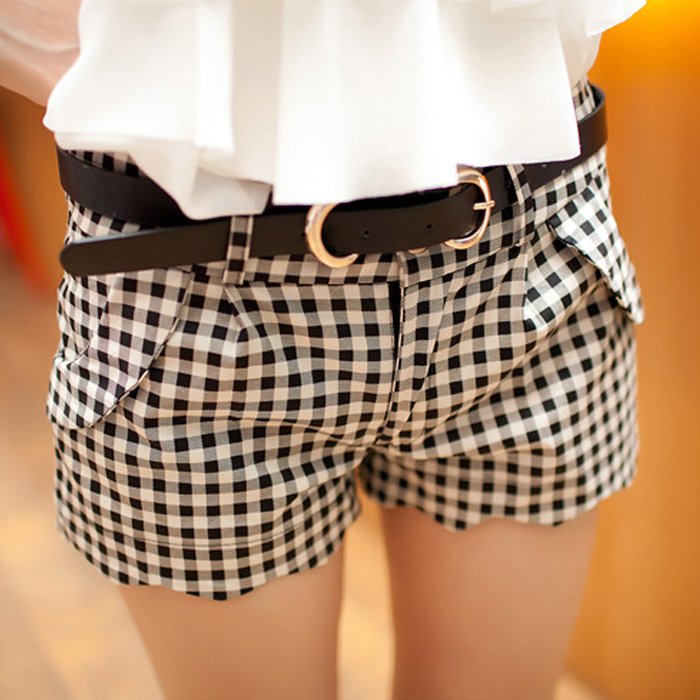 Kikot2012 summer vintage trend all-match plaid shorts female casual female shorts