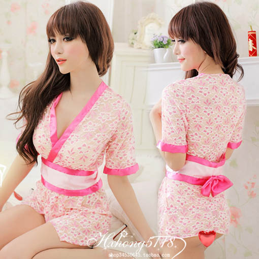 Kimono series V-neck charming sleepwear robe belt kimono h08