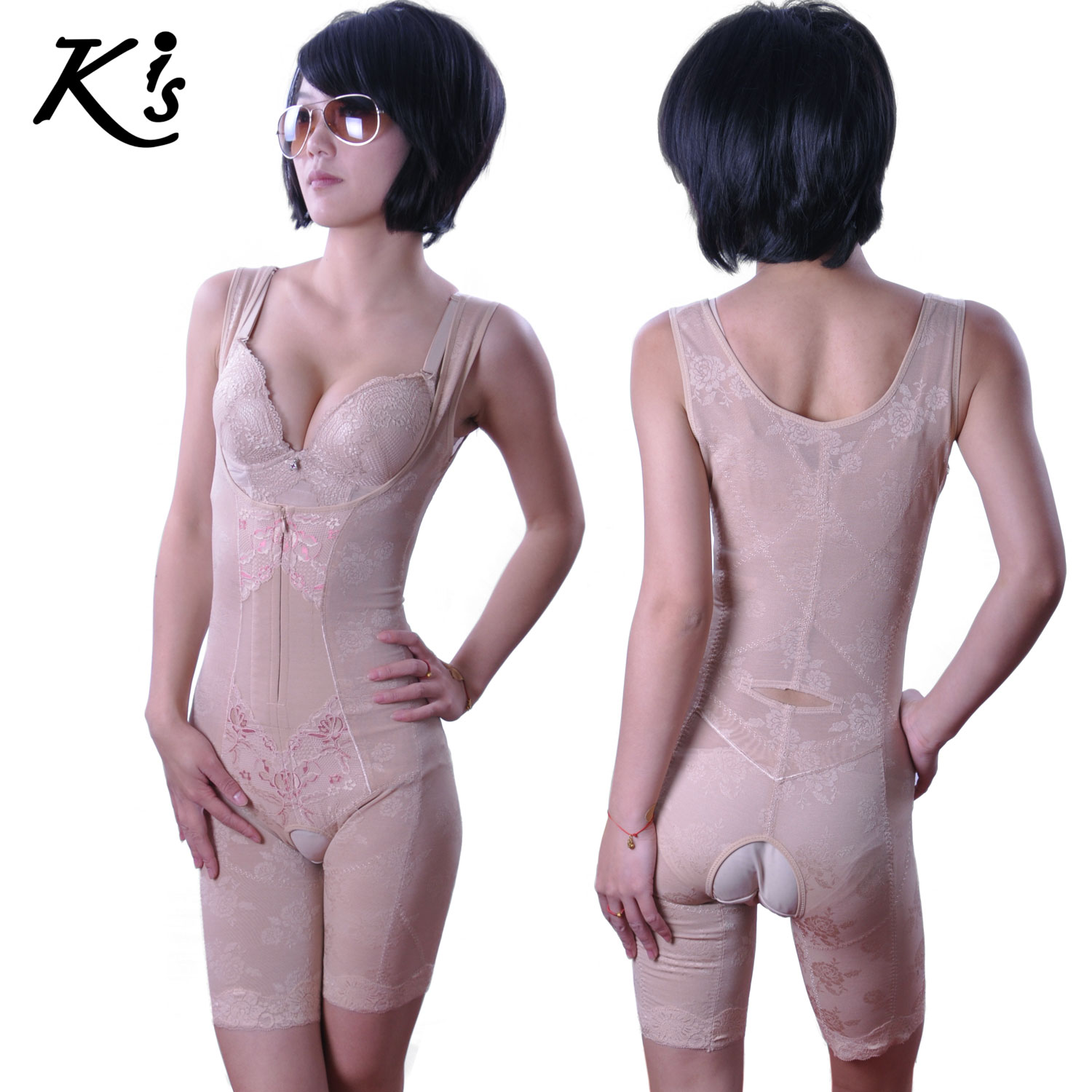 Kis body shaping beauty care clothing reticularis hexagonal fiber one piece abdomen butt-lifting 7056 drawing