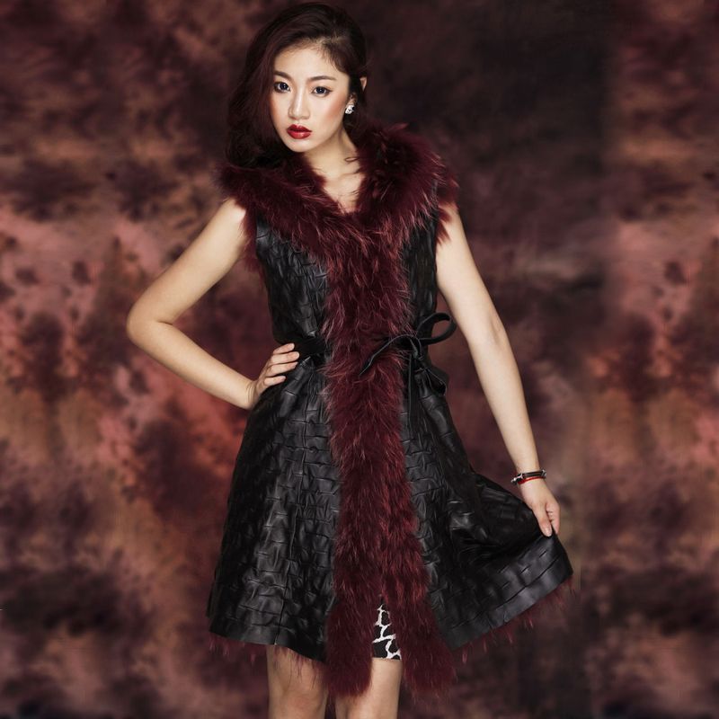 Kite color original design national trend raccoon design long outerwear fur vest