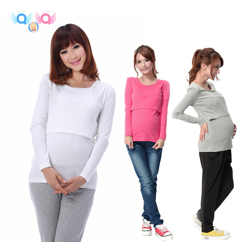 Knitted long-sleeve T-shirt all-match basic maternity t-shirt maternity clothing nursing clothing top women clothing