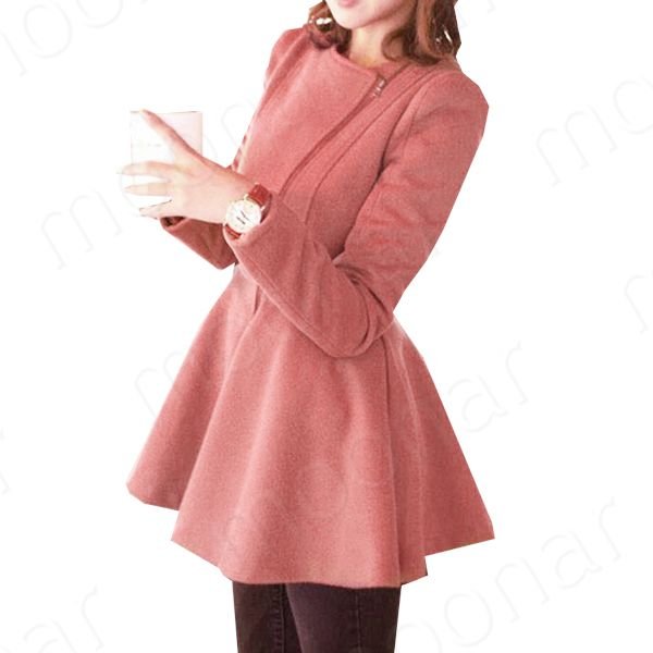 Korea Elegant OL Lady Collarless Zip Up Coat Dress Jacket Outwear Casual Career e0945