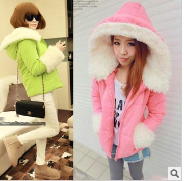 Korea ladies Hoodie Coat Jacket Sweat shirts Warm Outerwear hooded Zip Cotton autumn winter cotton-padded jacket wholesale