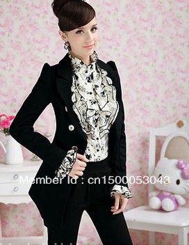 Korea New Style Women Career OL Slim Black Coat Jackets Jacket