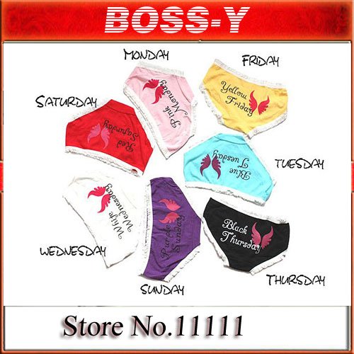 Korea style  cartoon sexy women's underwear , 7 days Panties , 7 colors , 7 pcs / set  with free shipping