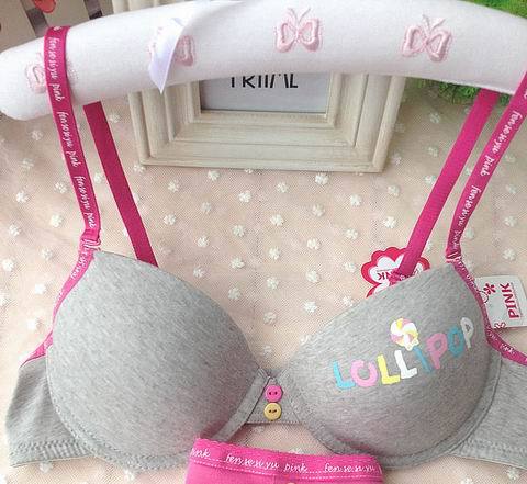 Korea Style "PINK" lady Bra and Panty Set (PS1006) Wholesale factory price with high quality cotton material and best design