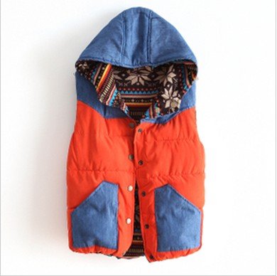 Korea Version Hooded Vest Pockets Single-Breasted Snowflake Two-Side Wear L to XL 5 Colors Fashion Autumn/Winter Coat Women Tops