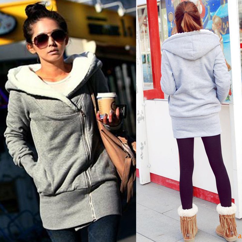 Korea Women Sports Suit Jacket Hoodies Coat Warm Zip Up Outerwear 2 Colors Free Shipping