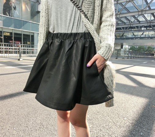 Korean ' all-match leather small pleated puff skirt bust skirt short skirt basic free shipping