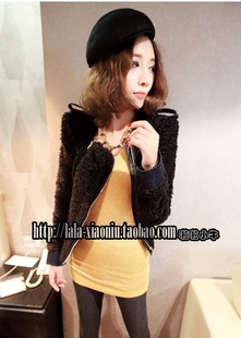 Korean ' double zipper denim button outerwear female free shipping