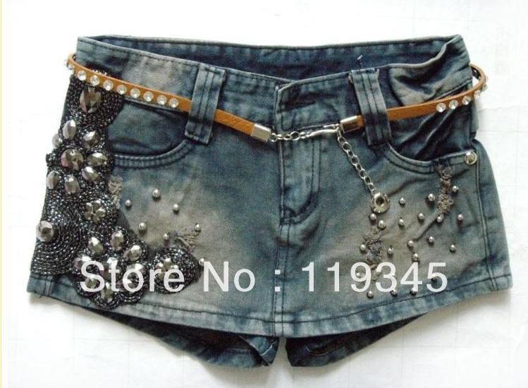 Korean edition of tidal current low waist jeans show package hip shorts skirts pants