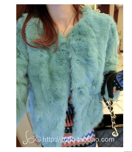 Korean ' elegant 2012 chromophous slim short design rabbit fur coat