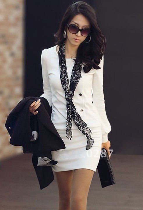 Korean fall and winter fashion new ladies OL round neck long-sleeved dress sexy skirts Primer shirt A1171