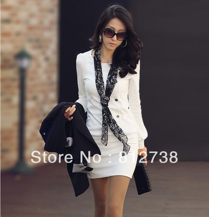 Korean fall and winter fashion new ladies OL round neck long-sleeved dress sexy skirts Primer shirt free shipping 2013