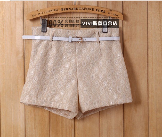 Korean Fashion Hot Selling Women's Lace shorts with Belt Free Delivery