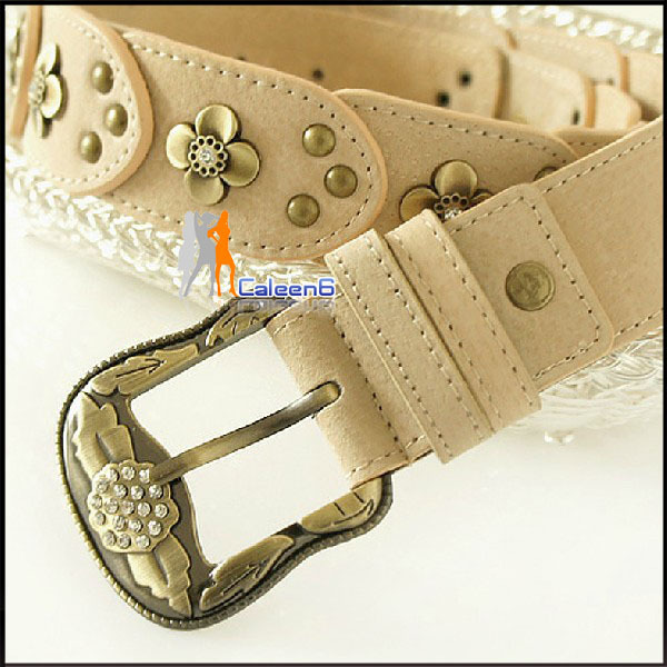 Korean Fashion Retro Rhinestone Buckle Decorated Female Models Wild Leather Belt Free  Shipping  BC327