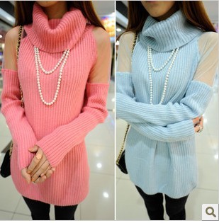 Korean ' rabbit fur sweater turtleneck basic sweater female long design basic shirt 2012 free shipping