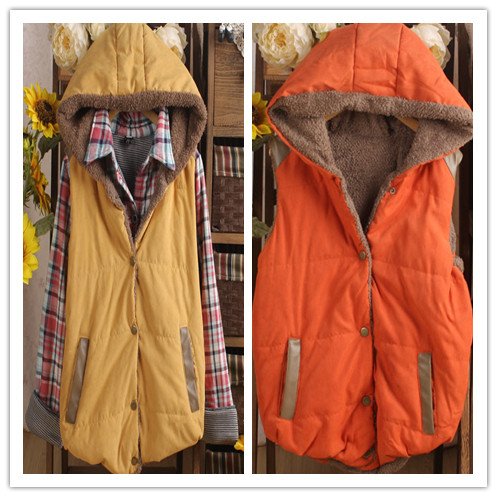 Korean Style Hooded Women Autumn&Winter Vest Four Color Faux Fur Lining Women Vest Jacket