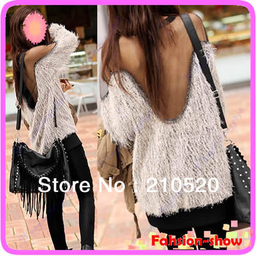 Korean Style Hot Fashion Sweater For Women Sexy Back Gauze Long Sleeve Tops Casual Pullover New