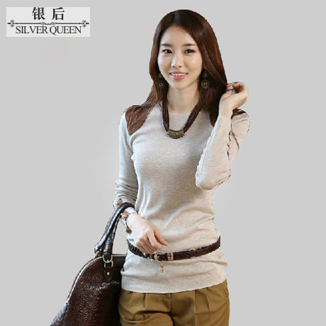 Korean Stylish Long Fashion Ladies Sex Slim Women's Dresses     ol gentlewomen faux leather knitted pullover o-neck top basic A5